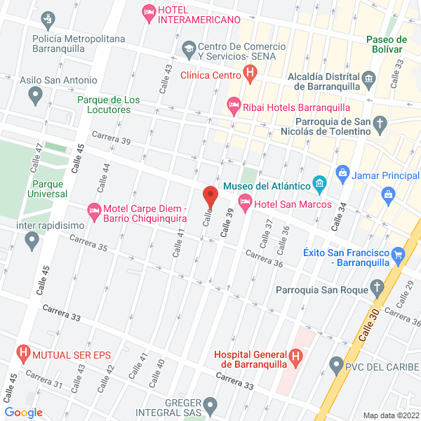 Map of Pablo A. Barragán Litografía Y Tipografía