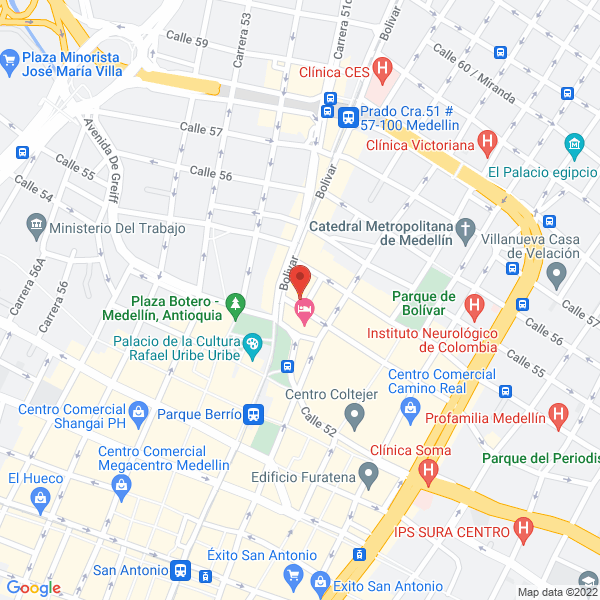 Map of Hotel Botero Medellin