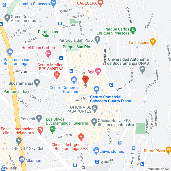 Map of Cadena Y Nino Rivero - Canir Ltda.