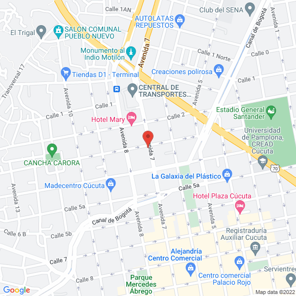 Map of Universal De Insumos De Colombia