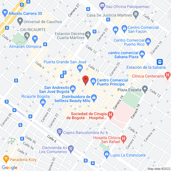 Mapa de Centro Comercial San José Plaza Bogotá