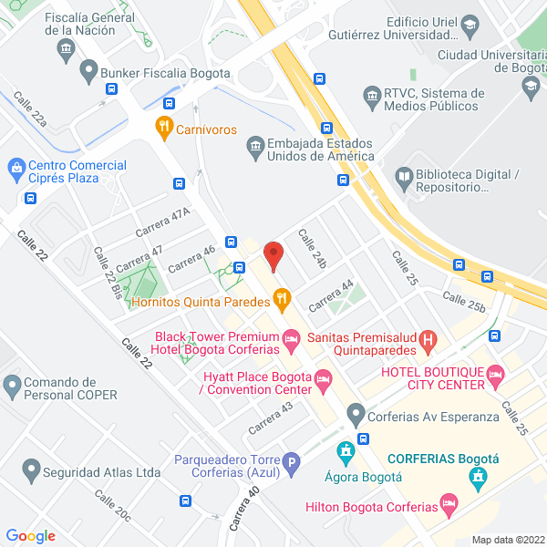 Mapa de Hotel Radel Bogotá