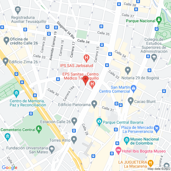 Mapa de División Bogotana De Fútbol