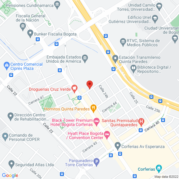 Mapa de Hotel Altos De La Embajada