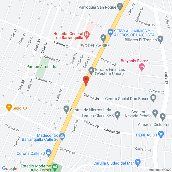 Map of Hotel Boyaca V T F