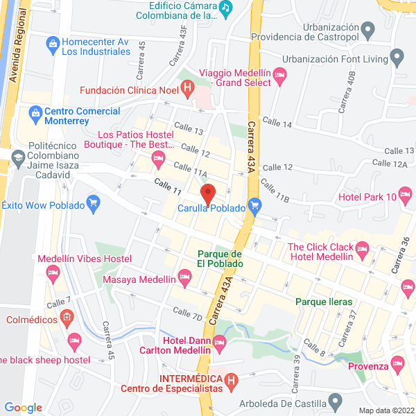 Mapa de Hotel Casa 10 Poblado