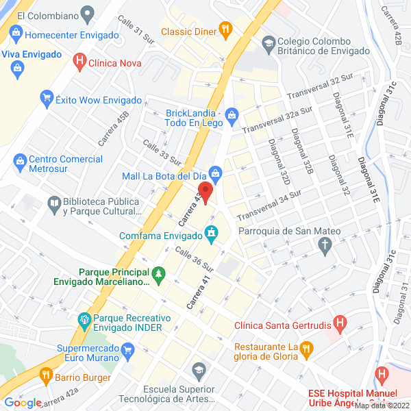 Mapa de La Llavería Envigado