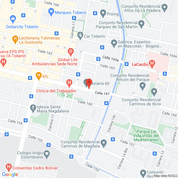 Mapa de Notaría Sesenta De Bogotá