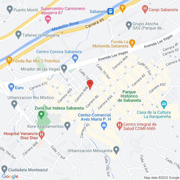 Mapa de Panaderia Pandequeso La 46 A Sabaneta