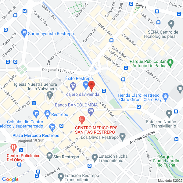 Mapa de Restaurante Vegetariano Jengibre