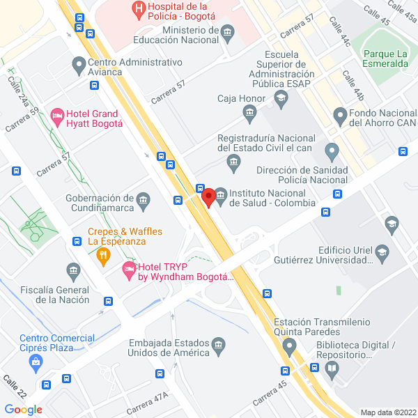 Mapa de Fuerza Aérea Colombiana