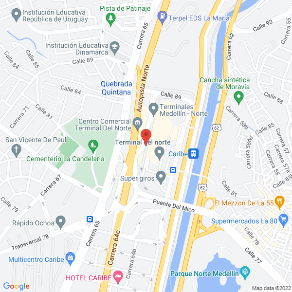Mapa de Parqueadero Terminal Del Norte No. 1