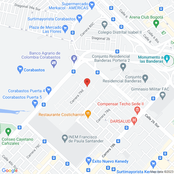 Mapa de Servicios Centrales De Colombia En Fumigaciones Sas