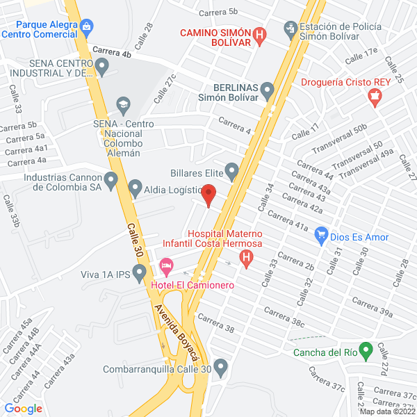 Map of Vidrios Y Aluminios Lekar S.A.S.