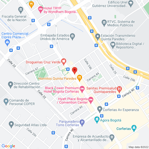 Mapa de Vip Travel Colombia