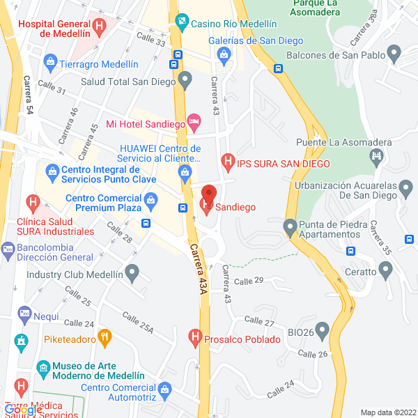 Mapa de Clínica De Oftalmología San Diego S.A.