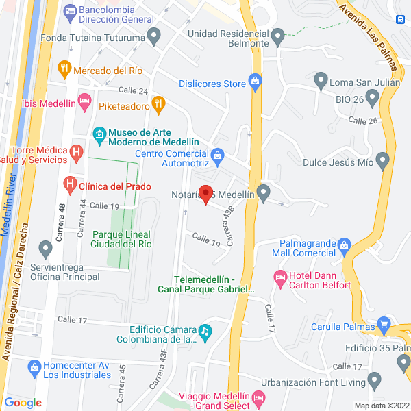 Mapa de Clínica De Implantes Dentales Del Sur