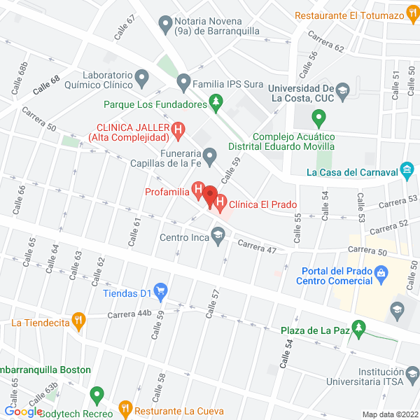 Map of Clínica El Prado De Barranquilla S.A.S.