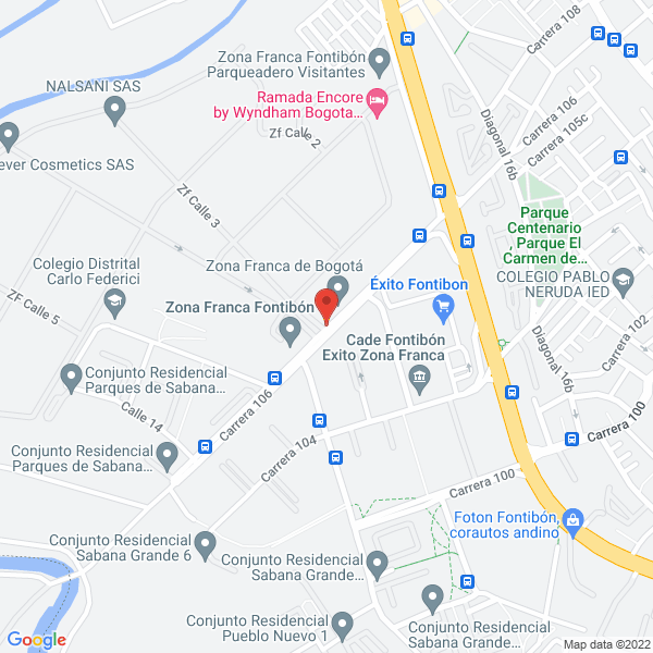 Mapa de Aldepósitos Industriales Zona Franca S.A.