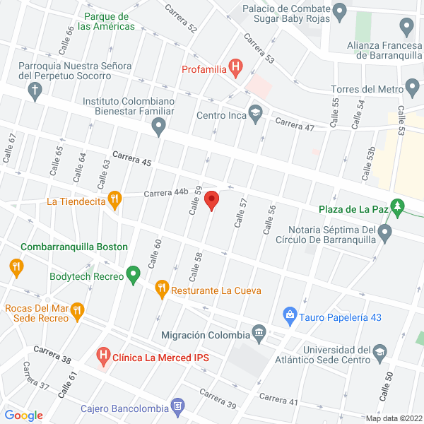 Map of Sillas Y Divisiones La 58 Ltda.