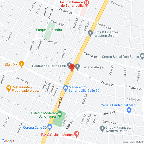 Map of Central De Hierros Ltda.