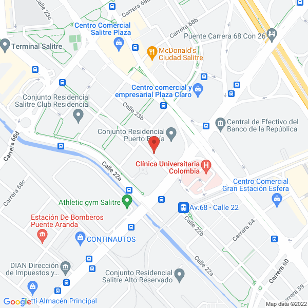 Mapa de Apartamentos Amoblados Confort Bogota