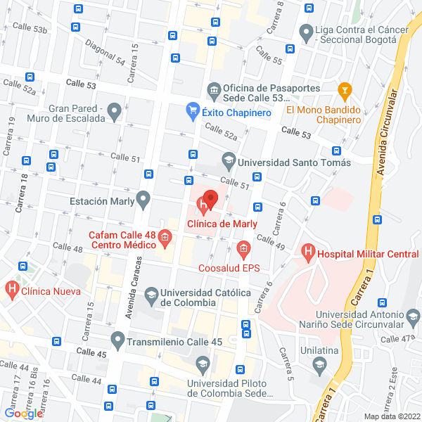 Mapa de Ortopedistas Especializados De Bogotá