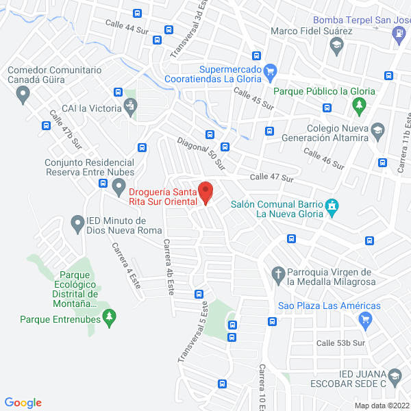 Mapa de Drogueria Santa Rita Sur Oriental