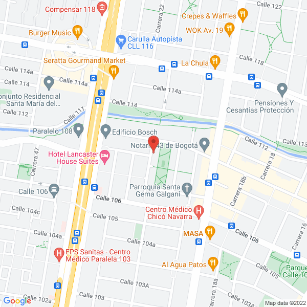 Map of Escuela Bauhaus Bogotá