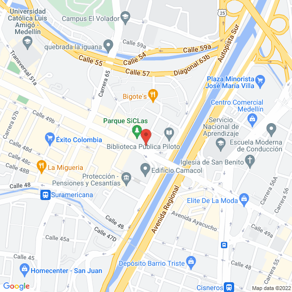 Map of Biblioteca Pública Piloto De Medellín Para Américalatina