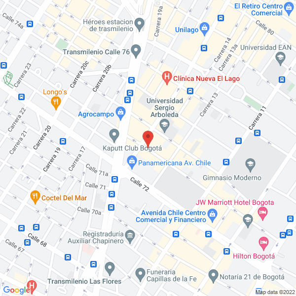 Map of Babylon Baths Bogotá