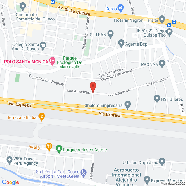 Map of Complejo Deportivo la Cancha de Cusco