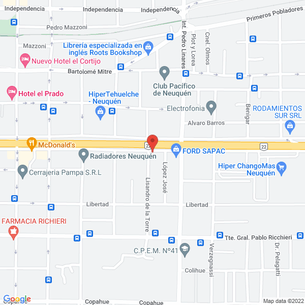Map of Pirerayen Automotores SA - Concesionario Fiat