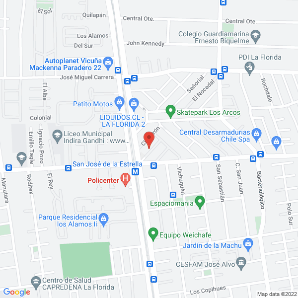 Map of Fiestas Infantiles Infantiles.cl