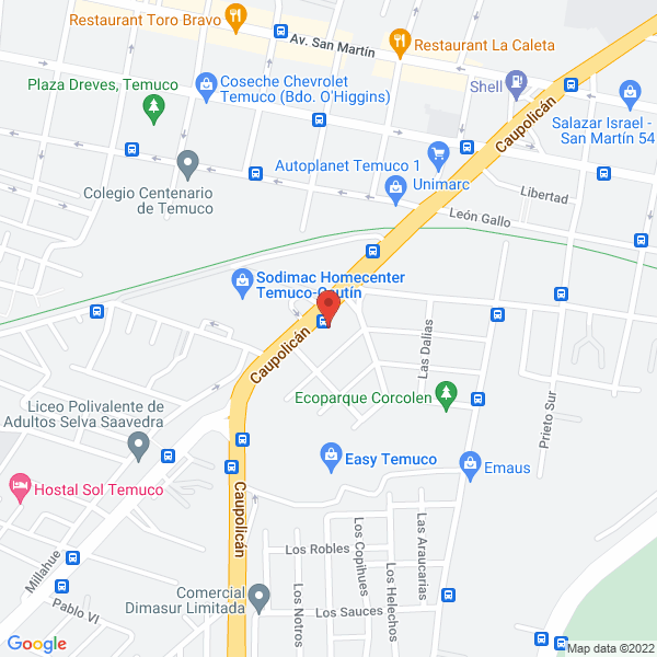 Map of Hospedaje Caupolicán