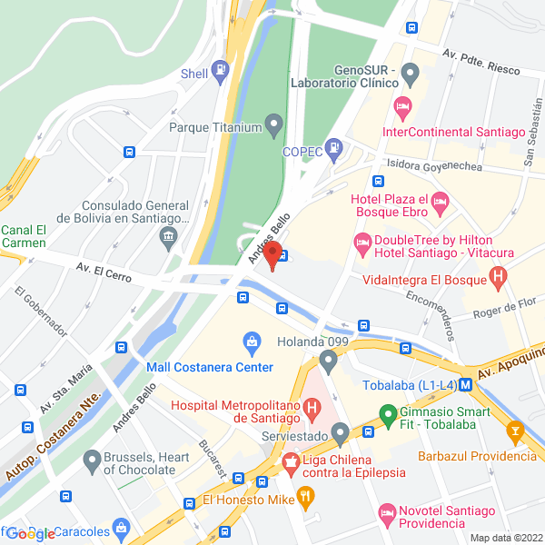 Map of Asociación Gremial de Empresarios Hoteleros de Chile