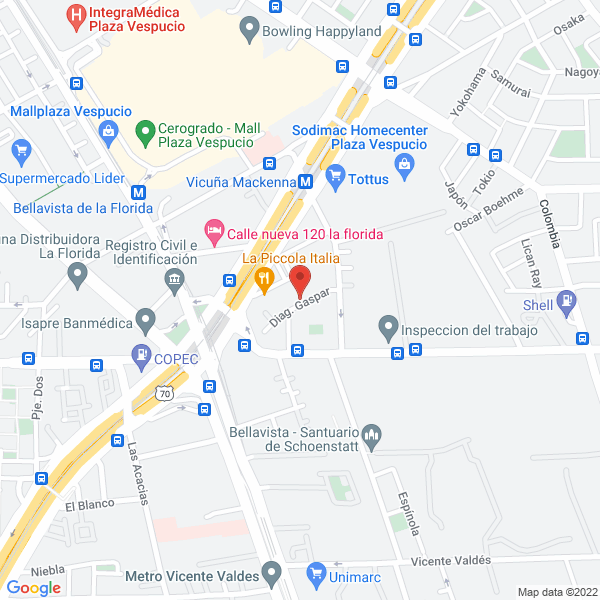 Map of A. Centro Psicológico Dra. Debora Fuentes