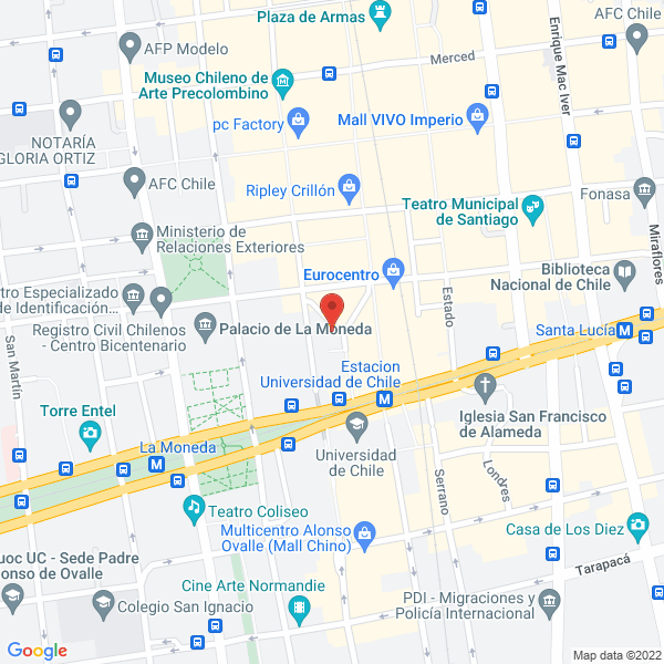 Map of Bolsa de Comercio de Santiago