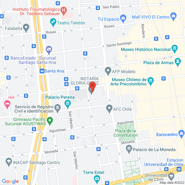 Map of Bravo, Durán y Retamal, abogados asociados
