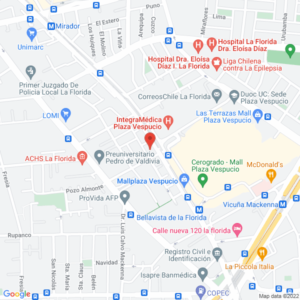 Map of Dra. Patricia Espinoza Medina