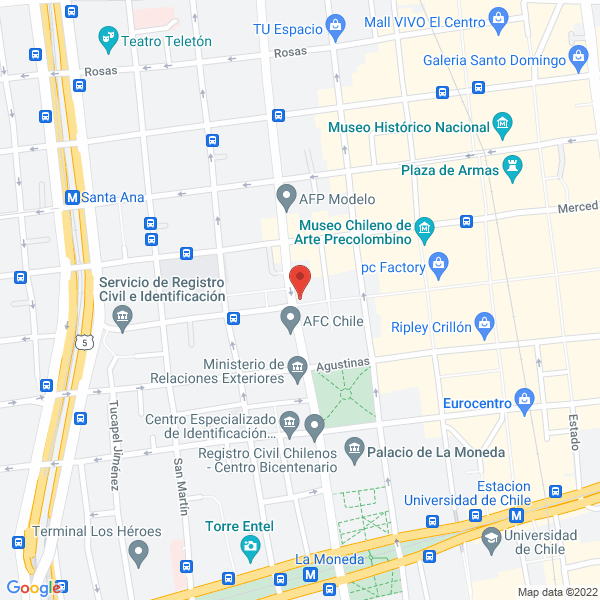 Map of Subsecretaría de Previsión Social