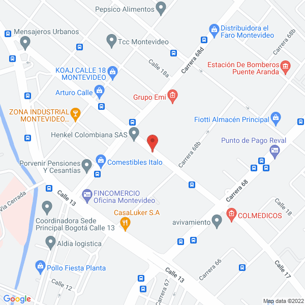 Map of Cooperativa De Empleados De Henkel Colombiana S.A.