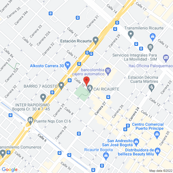 Map of Centro Médico Ricaurte E.U.