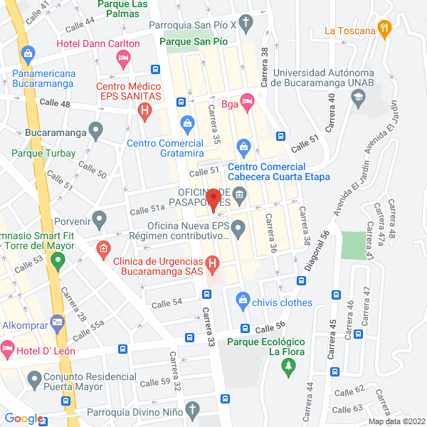 Map of Casa Grande Bucaramanga Restaurante Bar