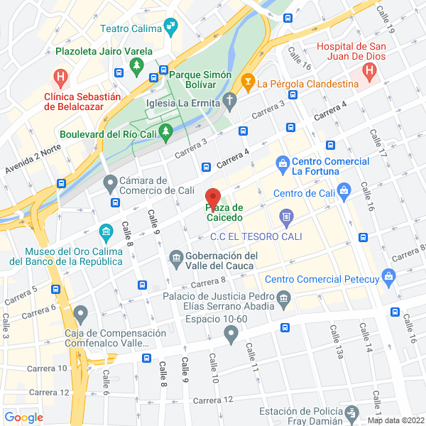 Map of Asociación De Jubilados Y Pensionados Gobernación Del Valle Asjupdepto