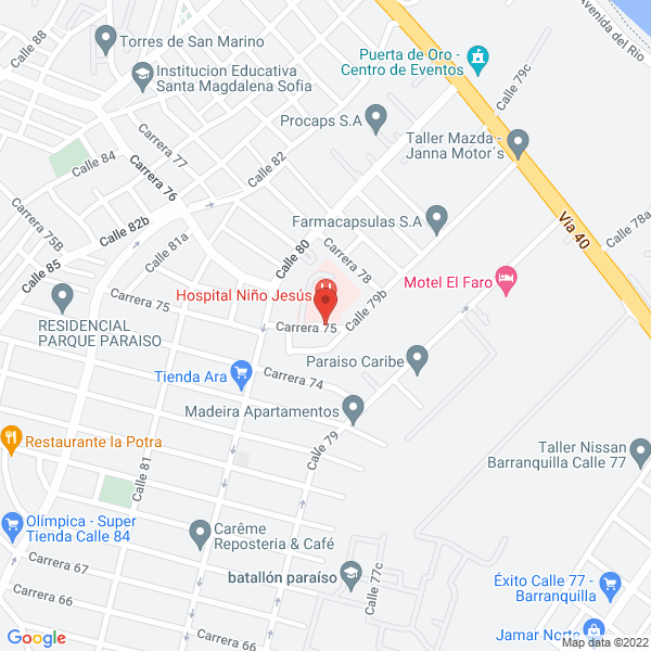 Map of E.S.E. Hospital Niño Jesús