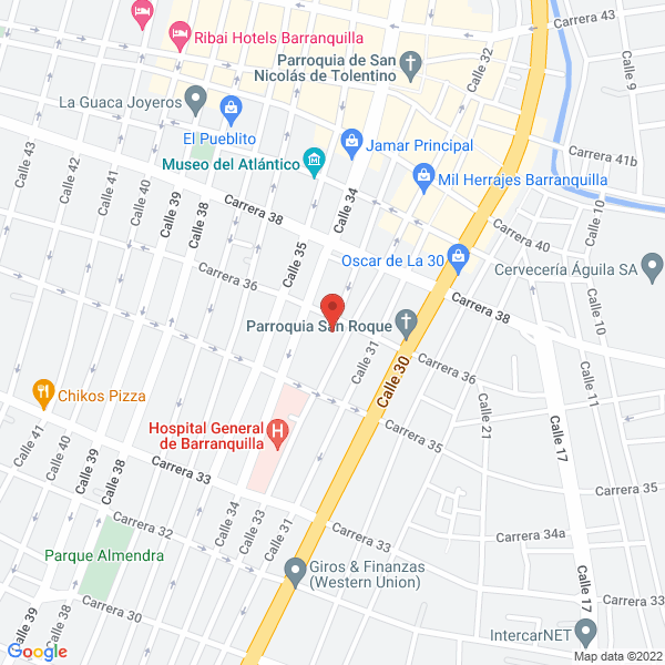 Map of E.S.E Red Hospital Unidad Administrativa