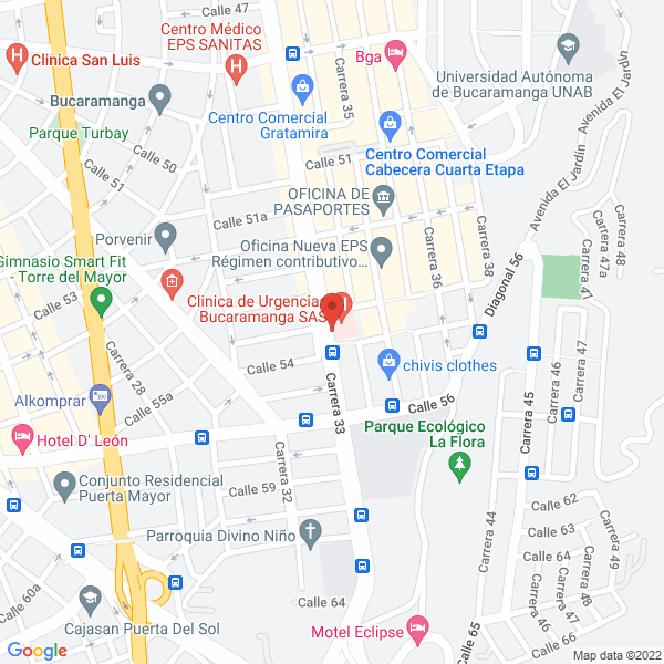 Map of Clinica De Urgencias Bucaramanga