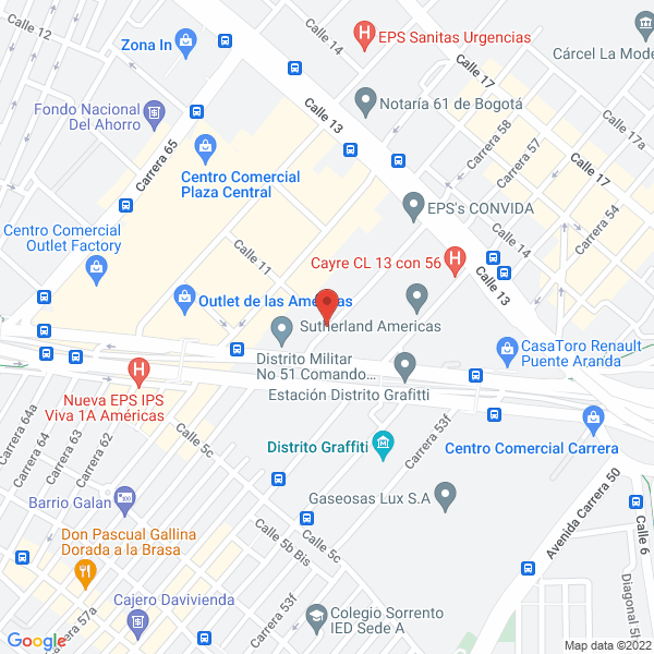 Map of Defensa Civil Seccional Cundinamarca